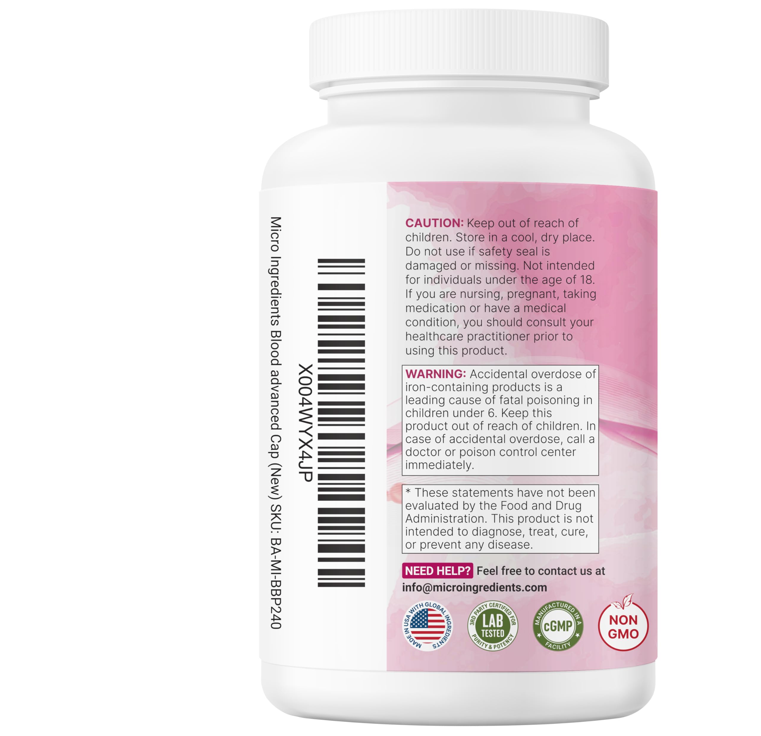 Micro Ingredients sello Non-GMO y cGMP destacando control de calidad