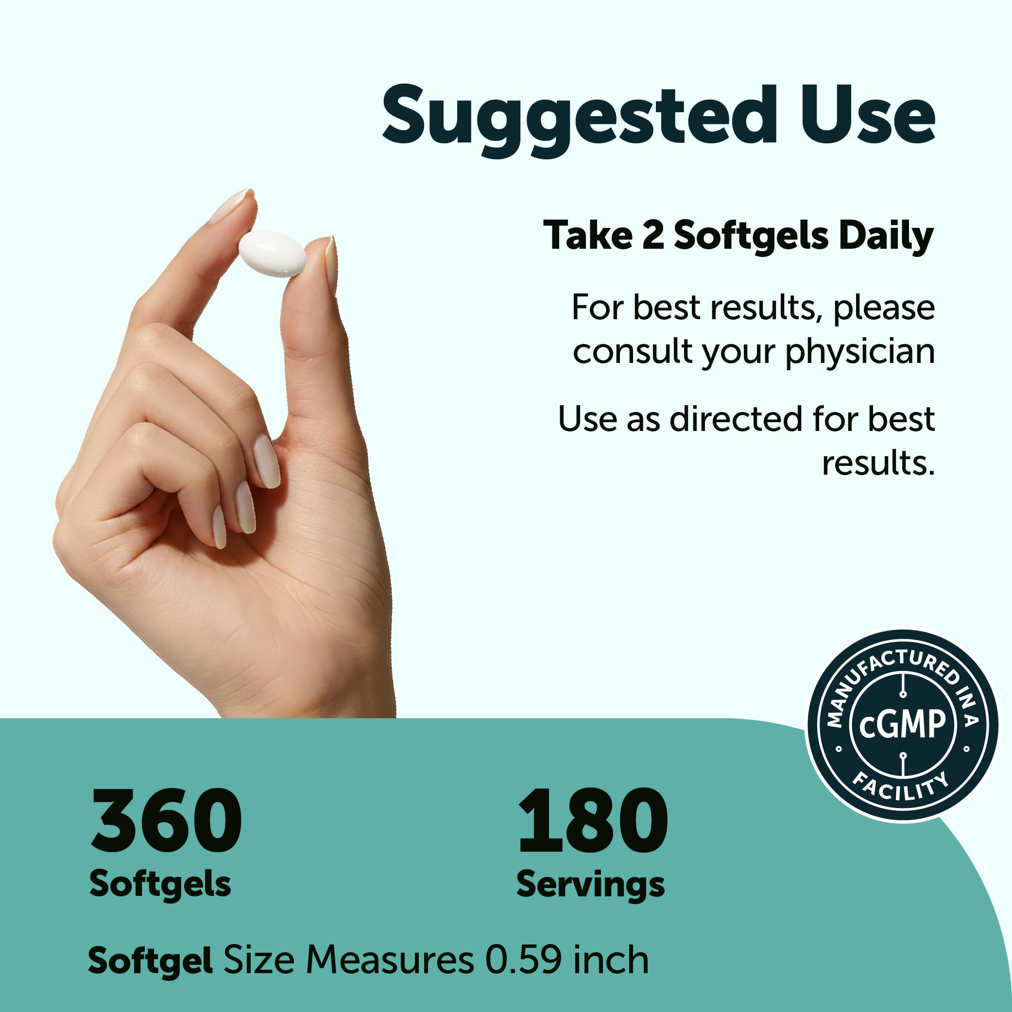 Micro Ingredients softgels en mano para comparar tamaño y facilitar la toma diaria
