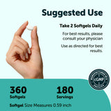 Micro Ingredients softgels en mano para comparar tamaño y facilitar la toma diaria