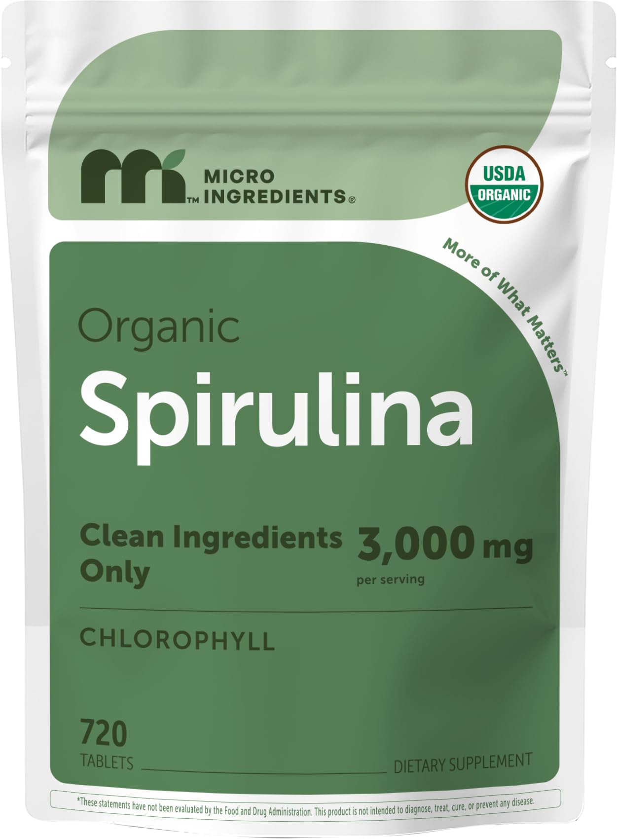 Micro Ingredients spirulina frontal del envase mostrando contenido