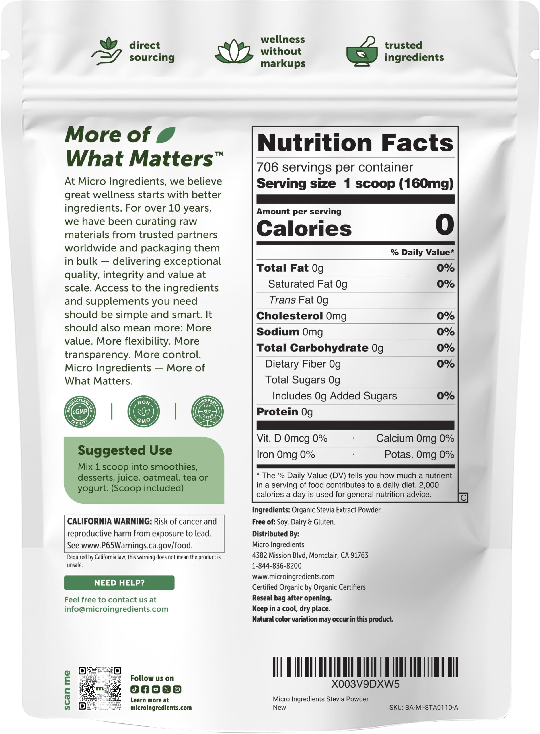 Micro Ingredients frasco junto a regla para mostrar tamaño real