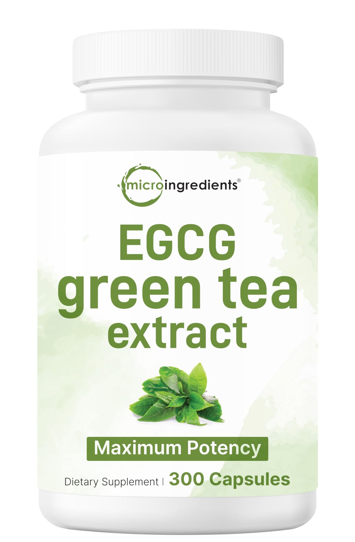 Micro Ingredients frasco delantero del suplemento de té verde mostrando diseño y cantidad