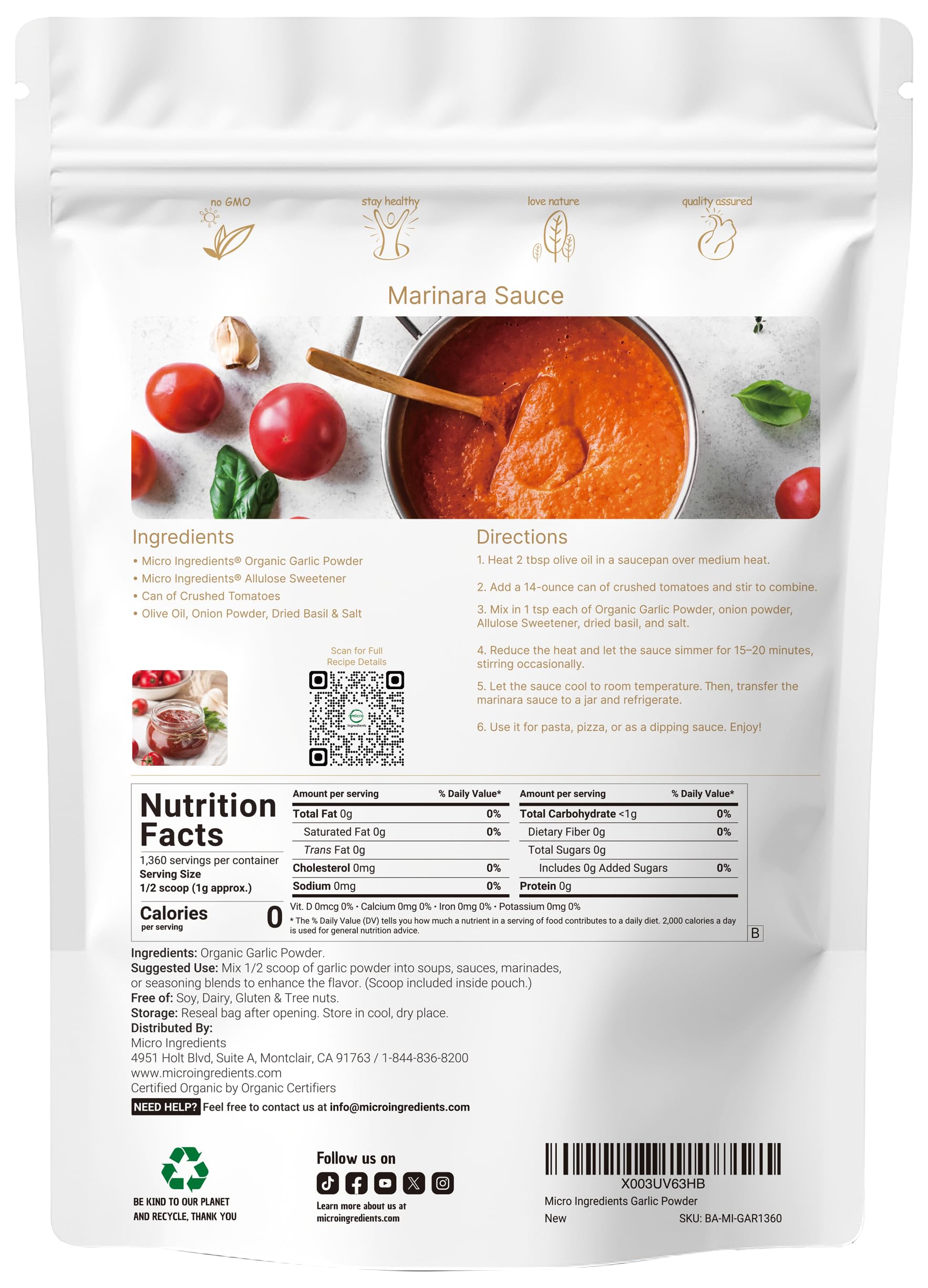 Micro Ingredients primer plano del polvo de ajo y textura homogénea