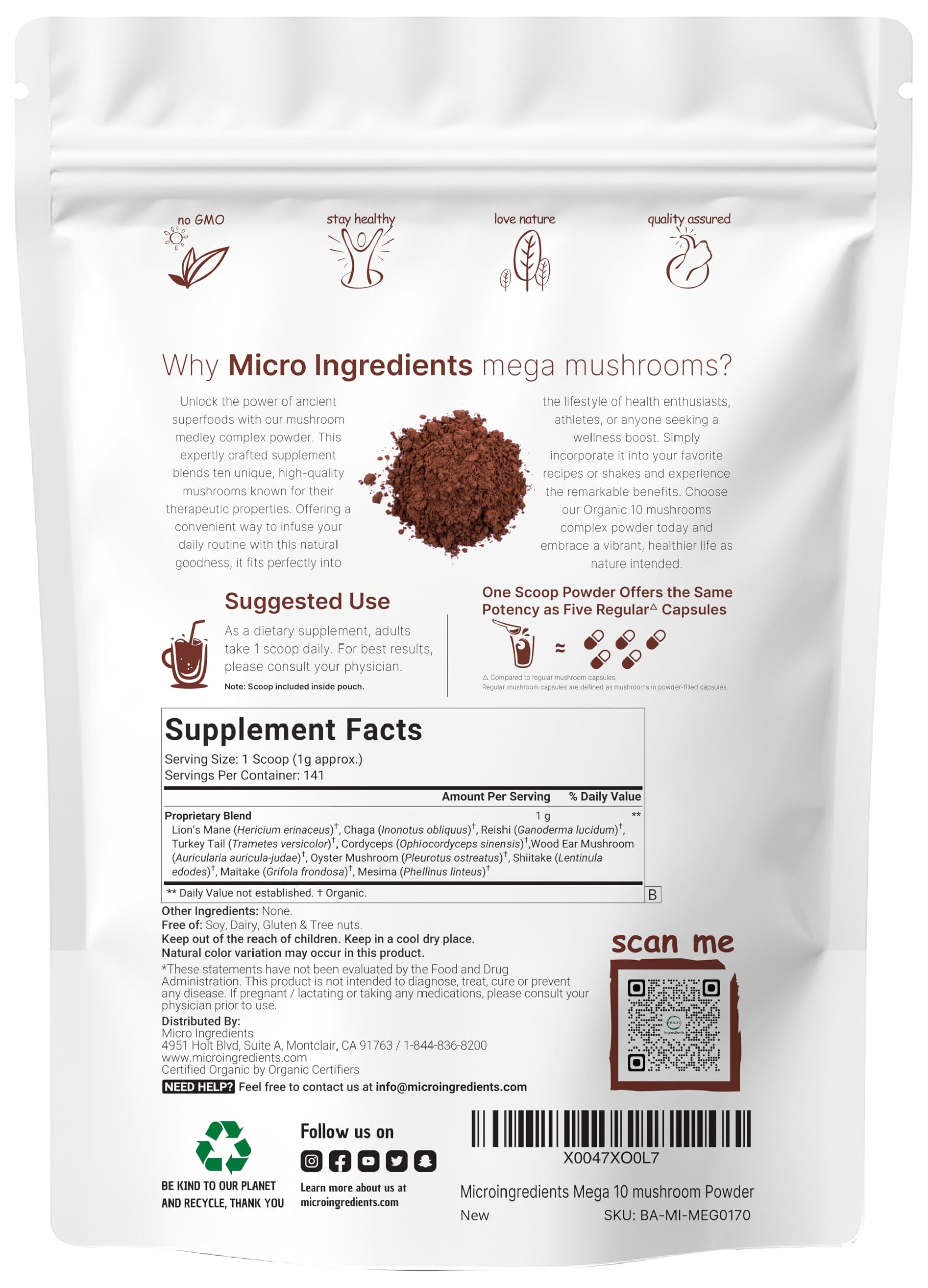 Micro Ingredients primero plano de la textura del polvo, mezcla fina y pura