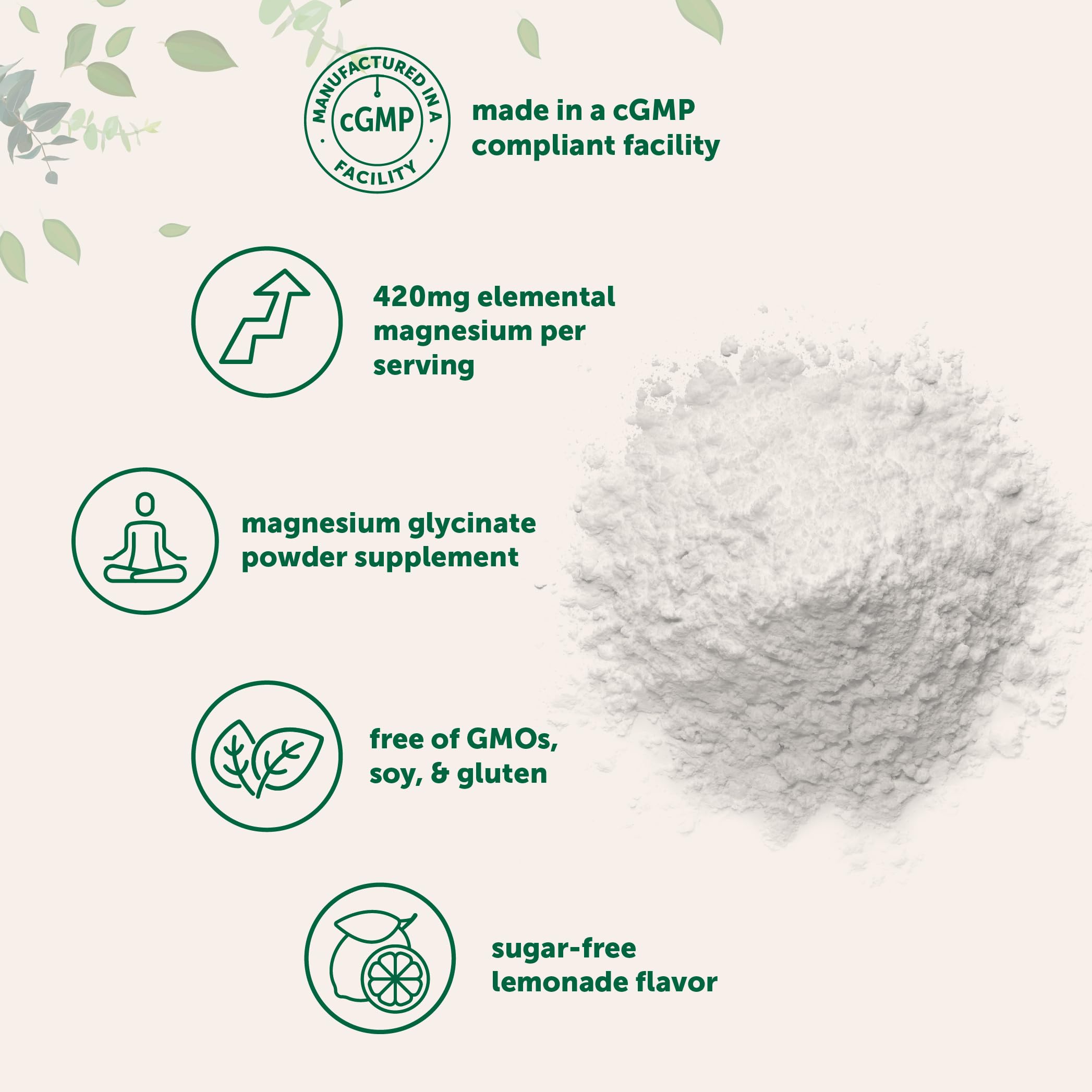Micro Ingredients textura del polvo glicinato mostrando disolución suave