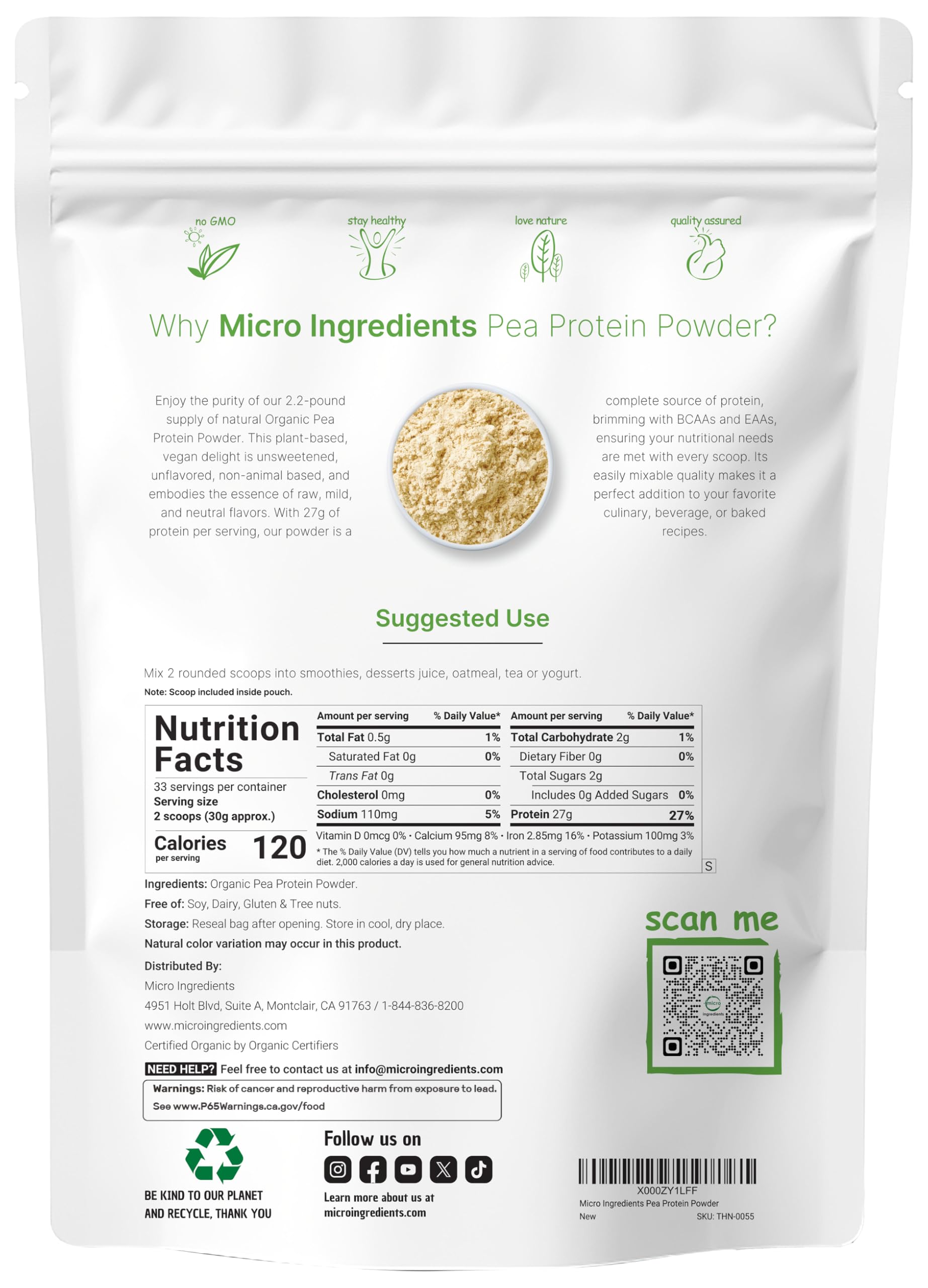 Micro Ingredients polvo de guisante textura fina para mezclas ligeras