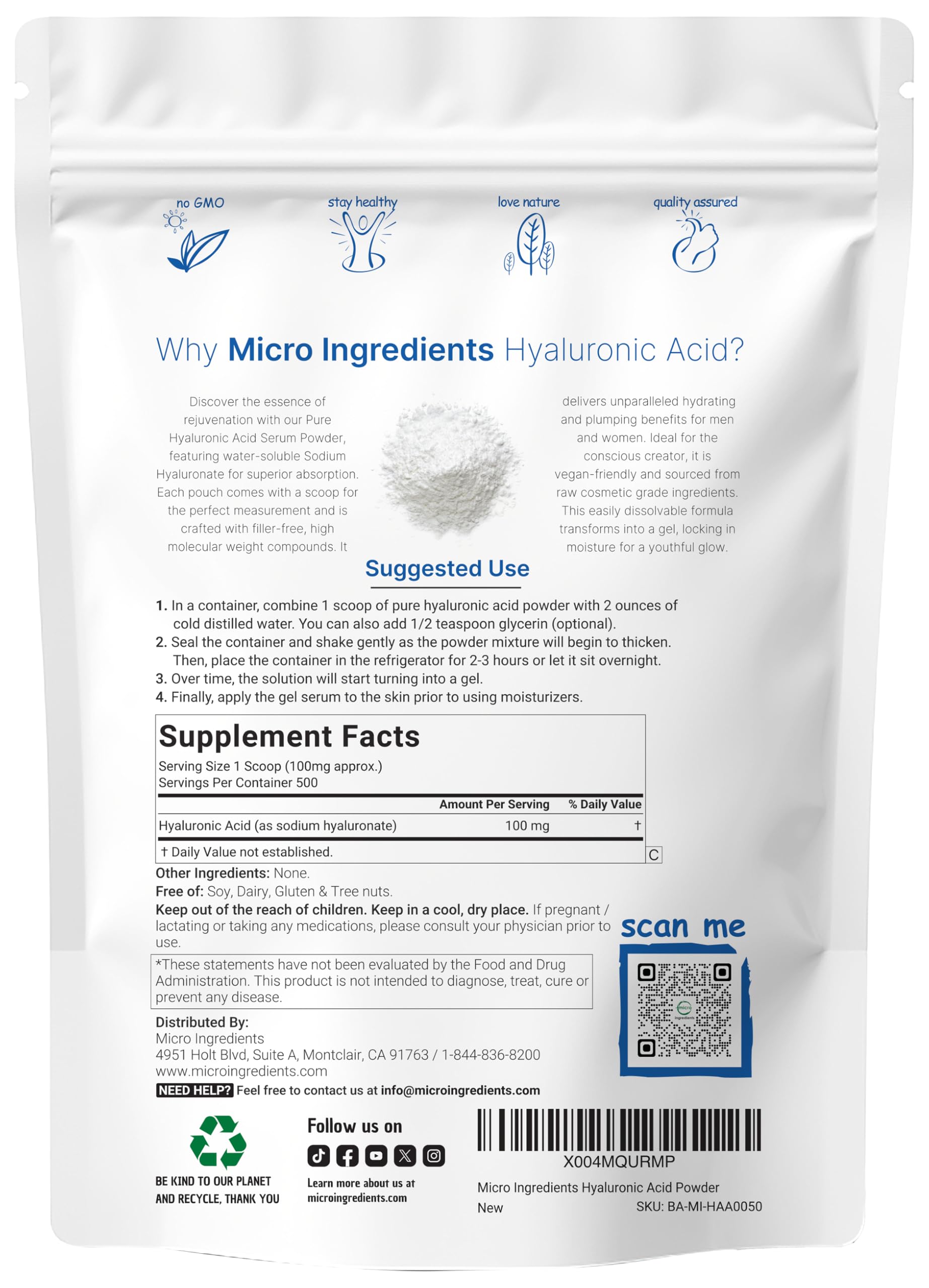 Micro Ingredients primer plano de textura del polvo y su pureza visual