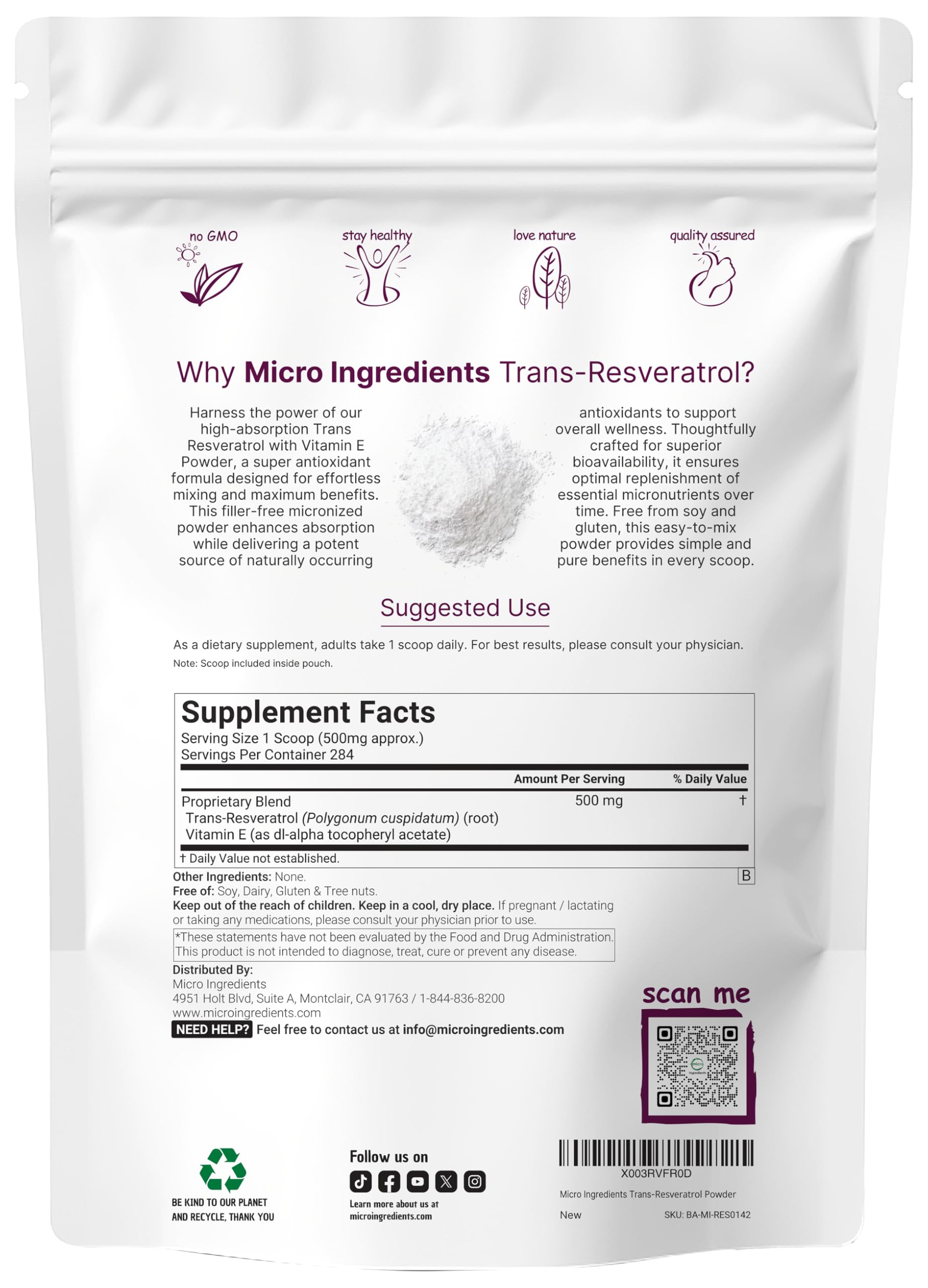 Micro Ingredients textura micronizada del polvo para mejor absorción