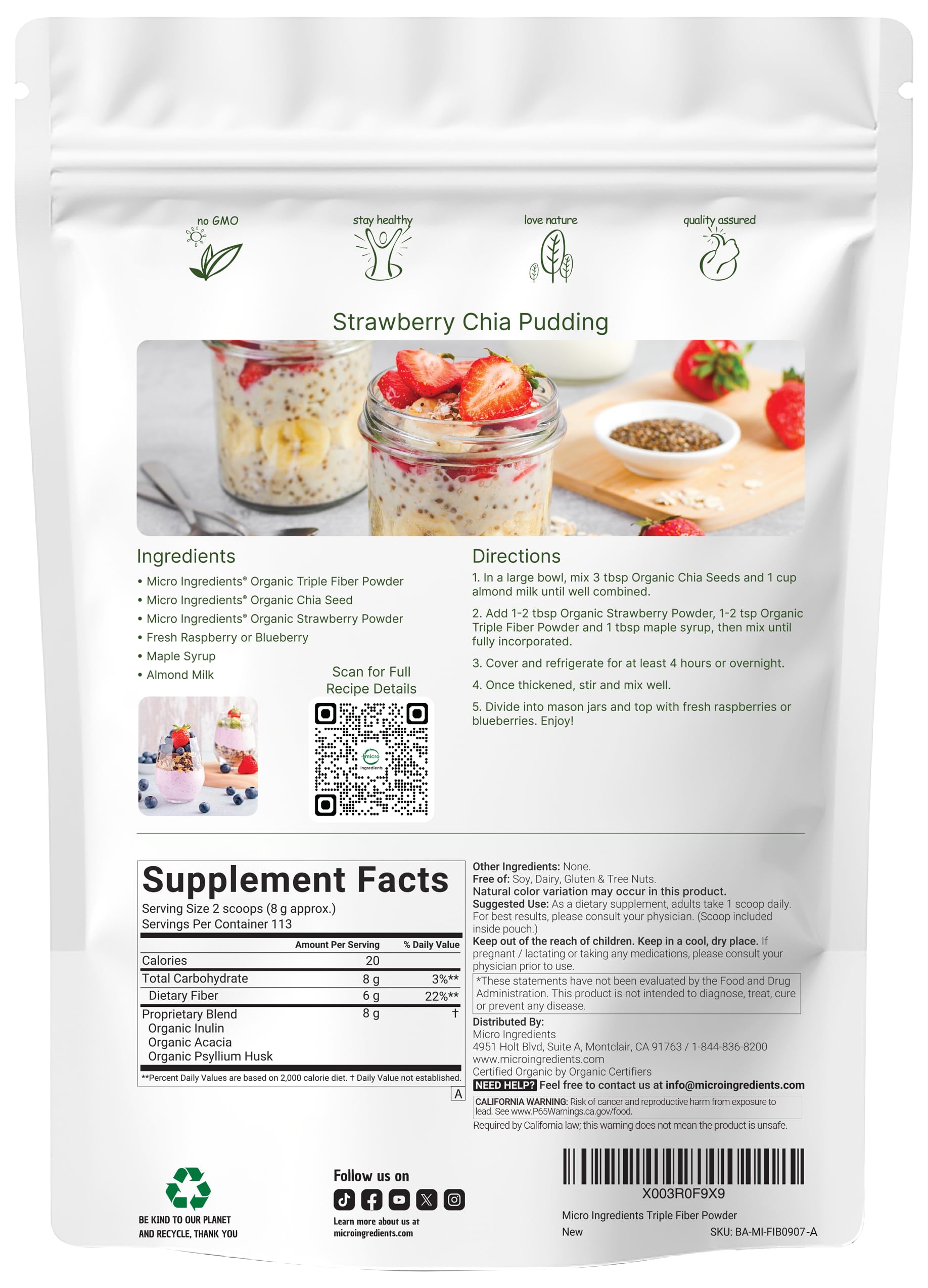 Micro Ingredients textura del polvo cercana, aspecto fino y mezcla fácil