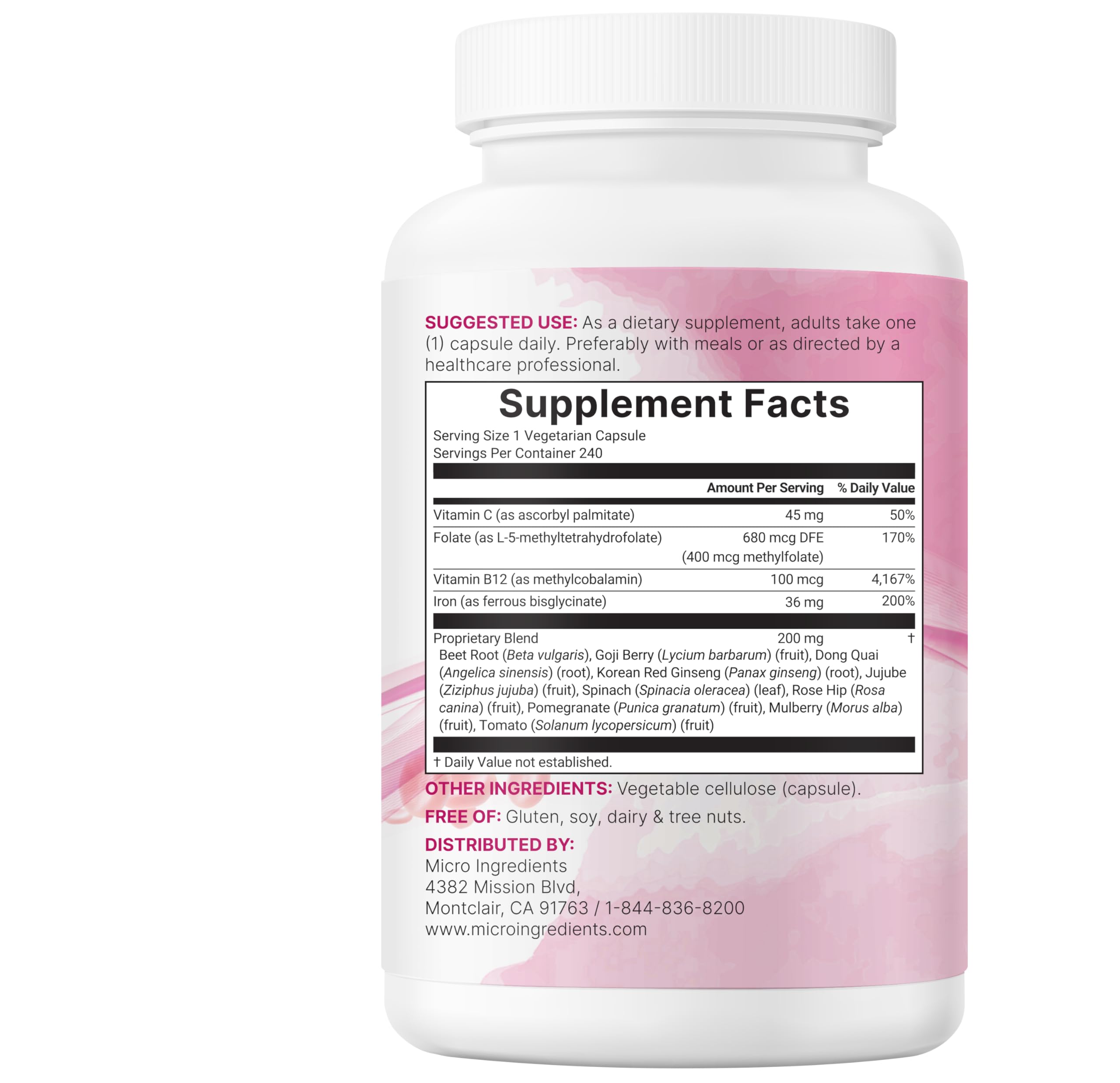 Micro Ingredients producto en una rutina diaria de mañana para conveniencia