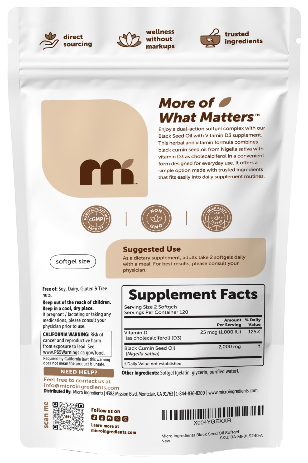Micro Ingredients softgels junto a un plato para mostrar uso con comidas