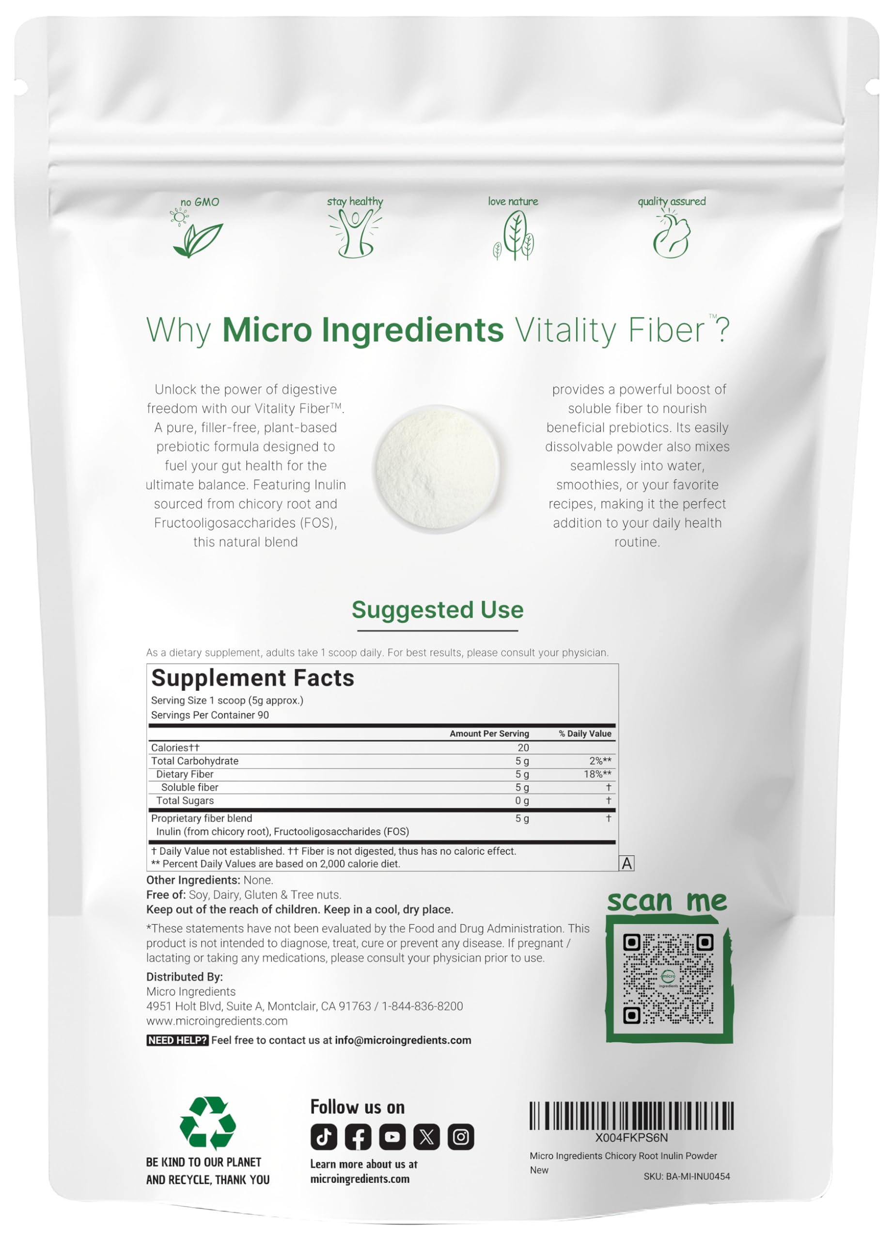 Micro Ingredients cazo medidor sobre polvo blanco listo para dosificar fácilmente