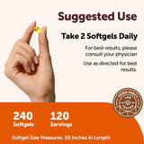 Micro Ingredients frasco abierto con softgels visibles indicando cantidad por envase