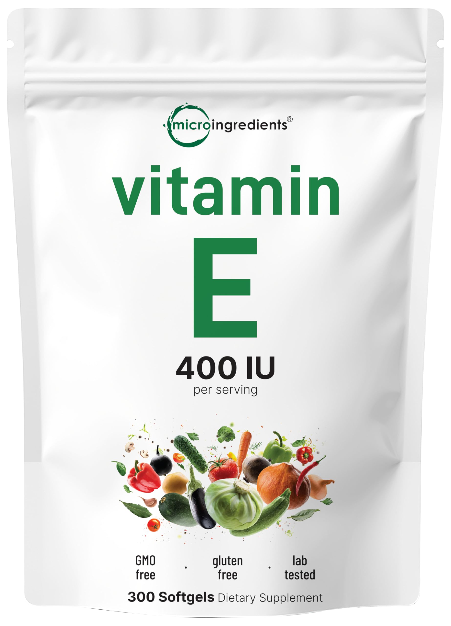 Micro Ingredients vista frontal del envase mostrando 300 softgels y beneficio de suministro prolongado
