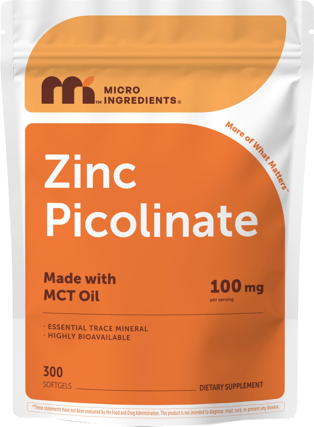 Micro Ingredients frasco frontal mostrando 300 softgels y etiqueta clara, conveniencia