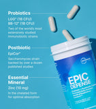 Microbiome Labs EpicDefense cápsula abierta mostrando polvo, apoyo a la salud intestinal