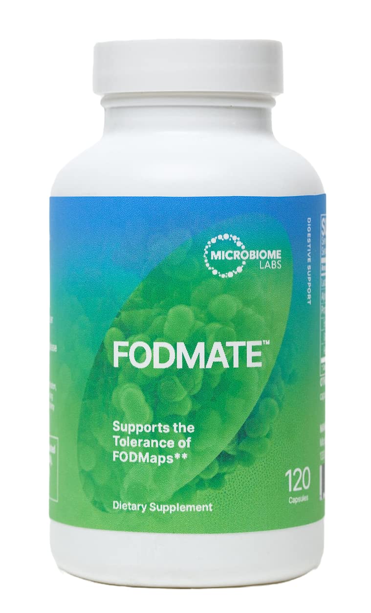 Microbiome Labs FODMATE vista frontal y beneficio digestivo claro