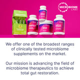 Microbiome Labs frasco abierto con cápsulas para ver cantidad y presentación