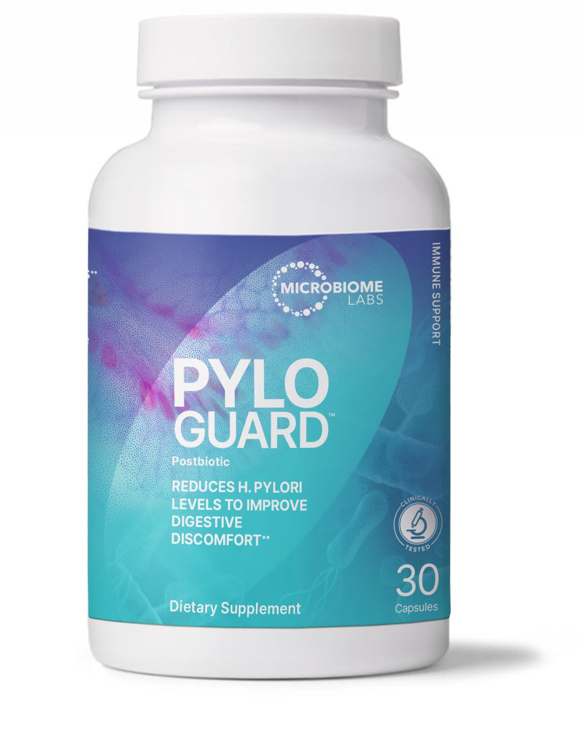 Microbiome Labs PyloGuard paquete frontal mostrando diseño y beneficio digestivo