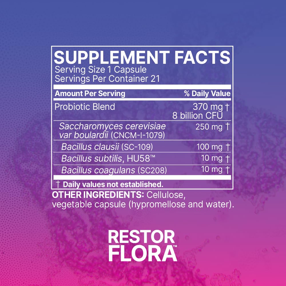 Microbiome Labs RestorFlora en bolso de viaje, opción portátil y sin refrigeración