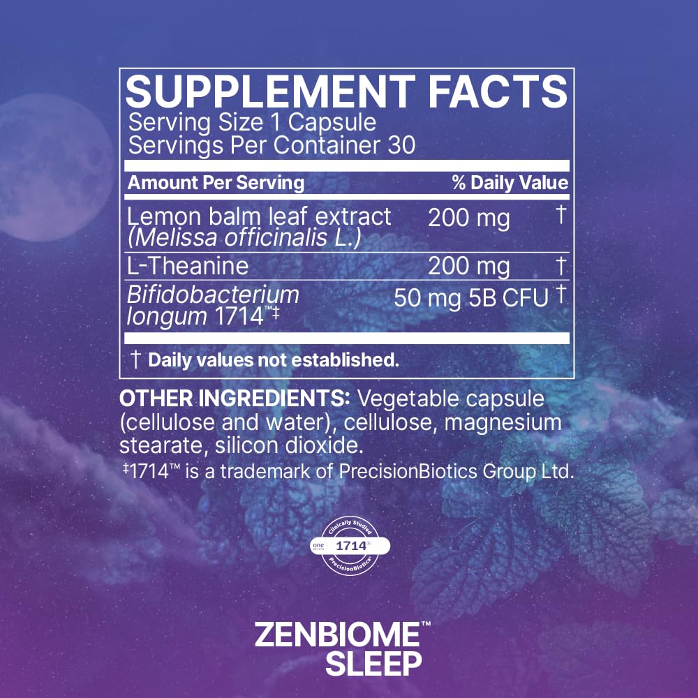 Microbiome Labs Zenbiome Sleep cápsula junto a moneda para referencia de tamaño