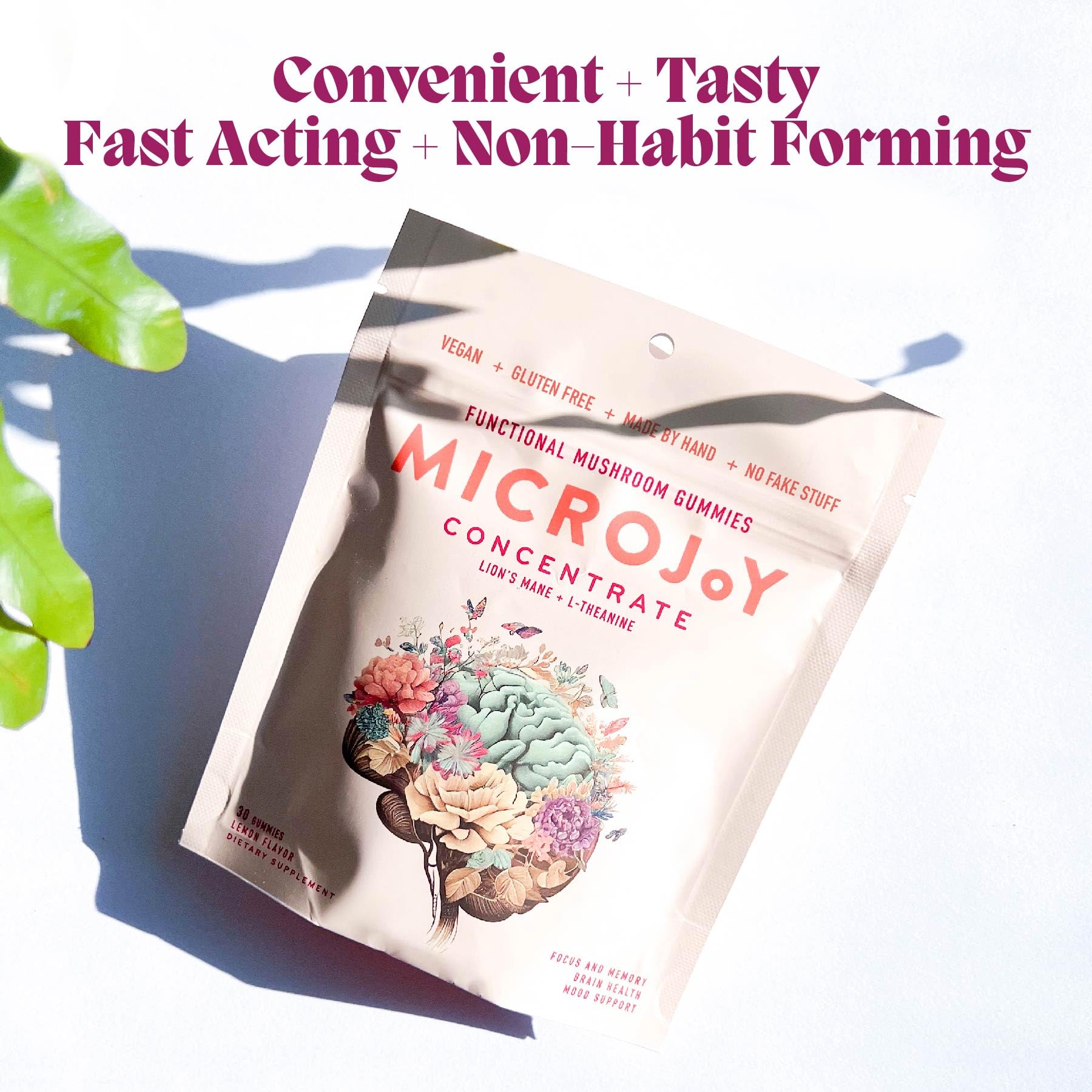 Microjoy etiqueta con ingredientes y pruebas de terceros visibles