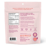 Microjoy etiqueta con ingredientes naturales y beneficios visibles
