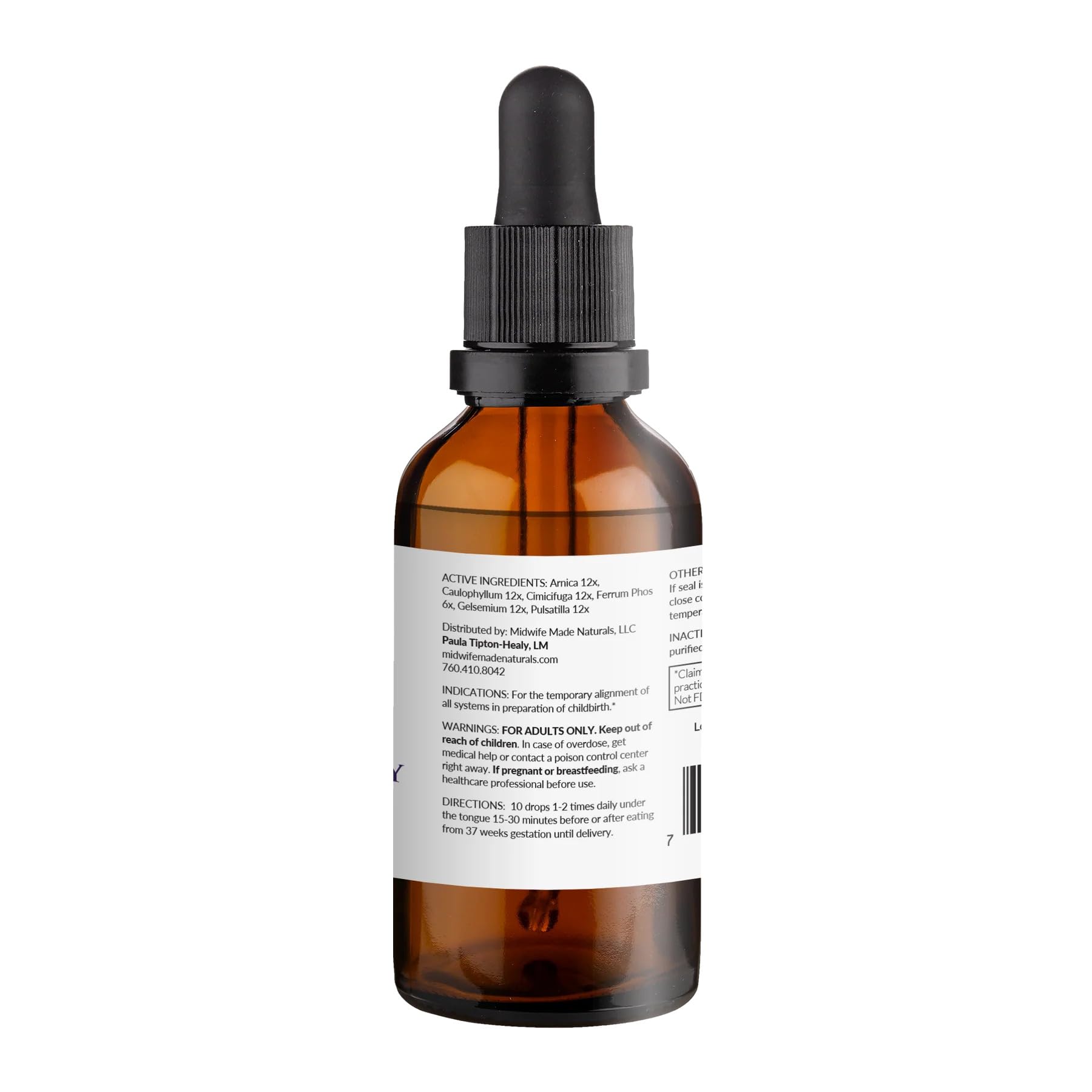 Midwife Made Naturals etiqueta detalle con instrucciones claras y beneficios