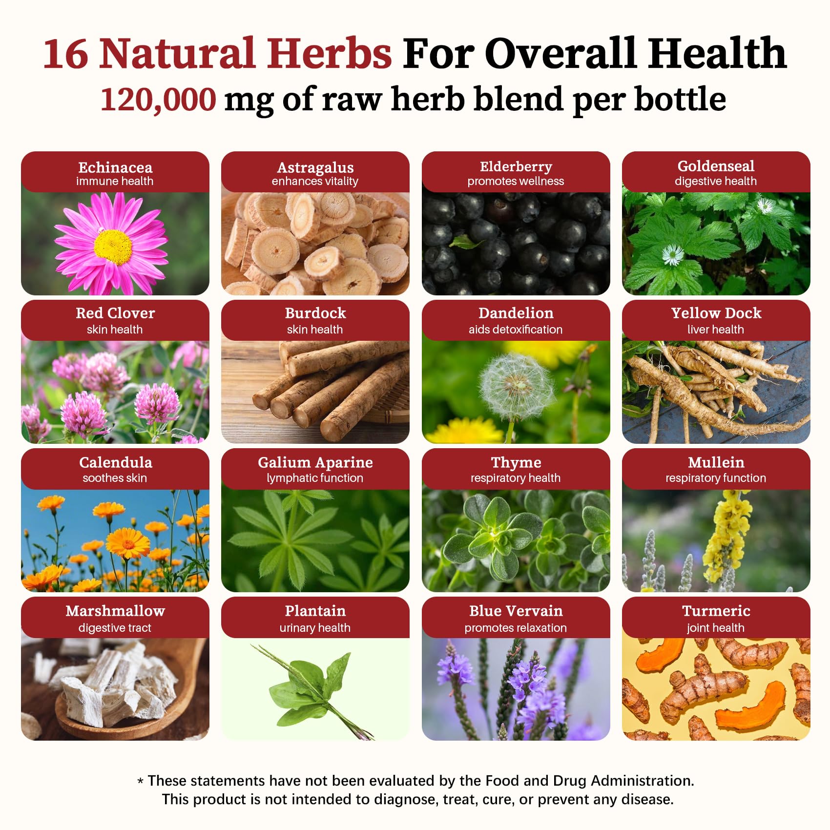 Migcopat collage de hierbas y vitaminas que ilustra la mezcla 26‑en‑1