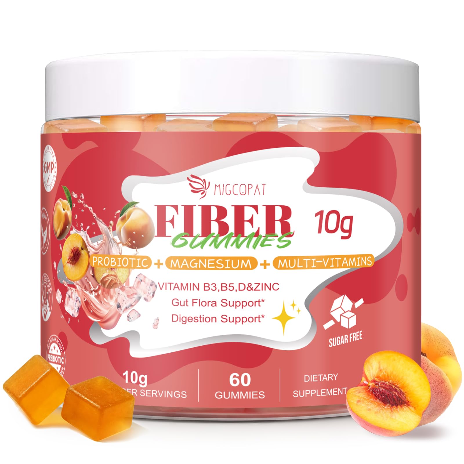 Migcopat frente del empaque que muestra 60 gomitas y beneficios