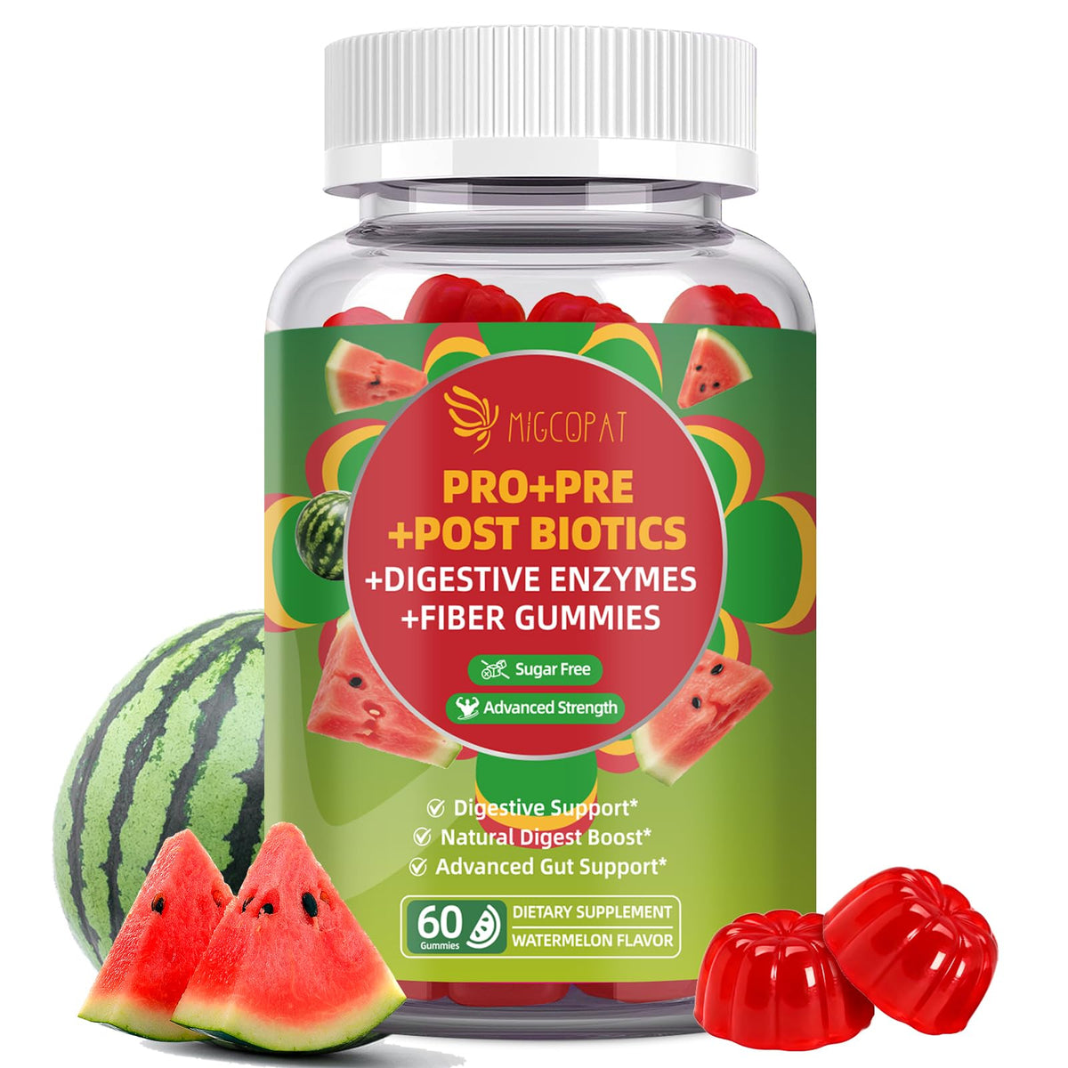 Migcopat envase frontal mostrando gominolas veganas y beneficios