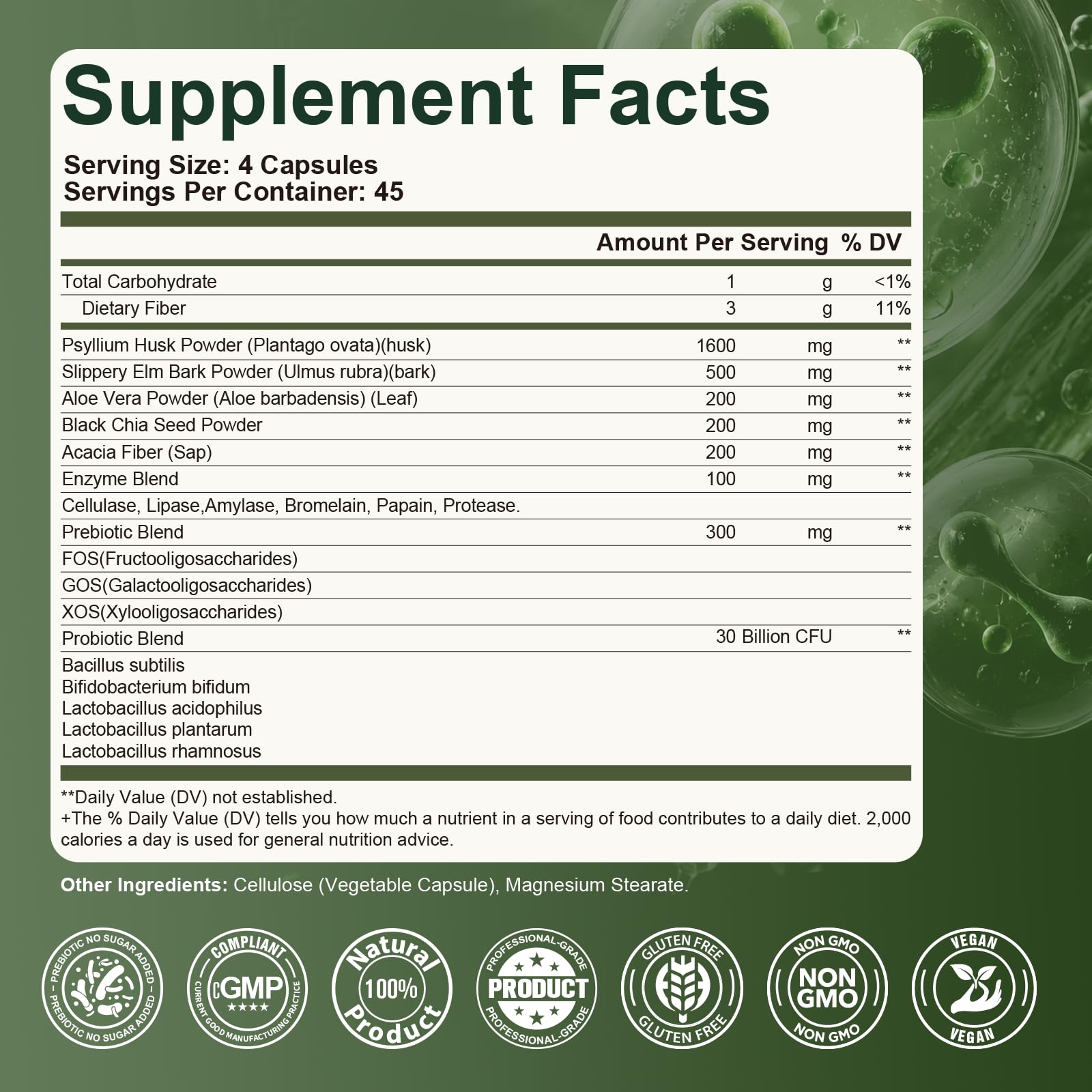 Migcopat polvo de psyllium cercano para ver textura y absorción de agua