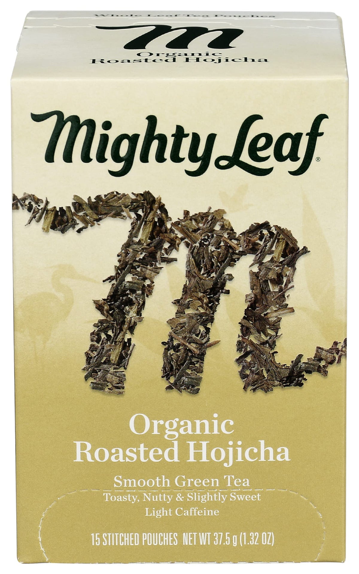 Mighty Leaf empaque frontal mostrando certificación orgánica y 15 bolsitas, conveniencia