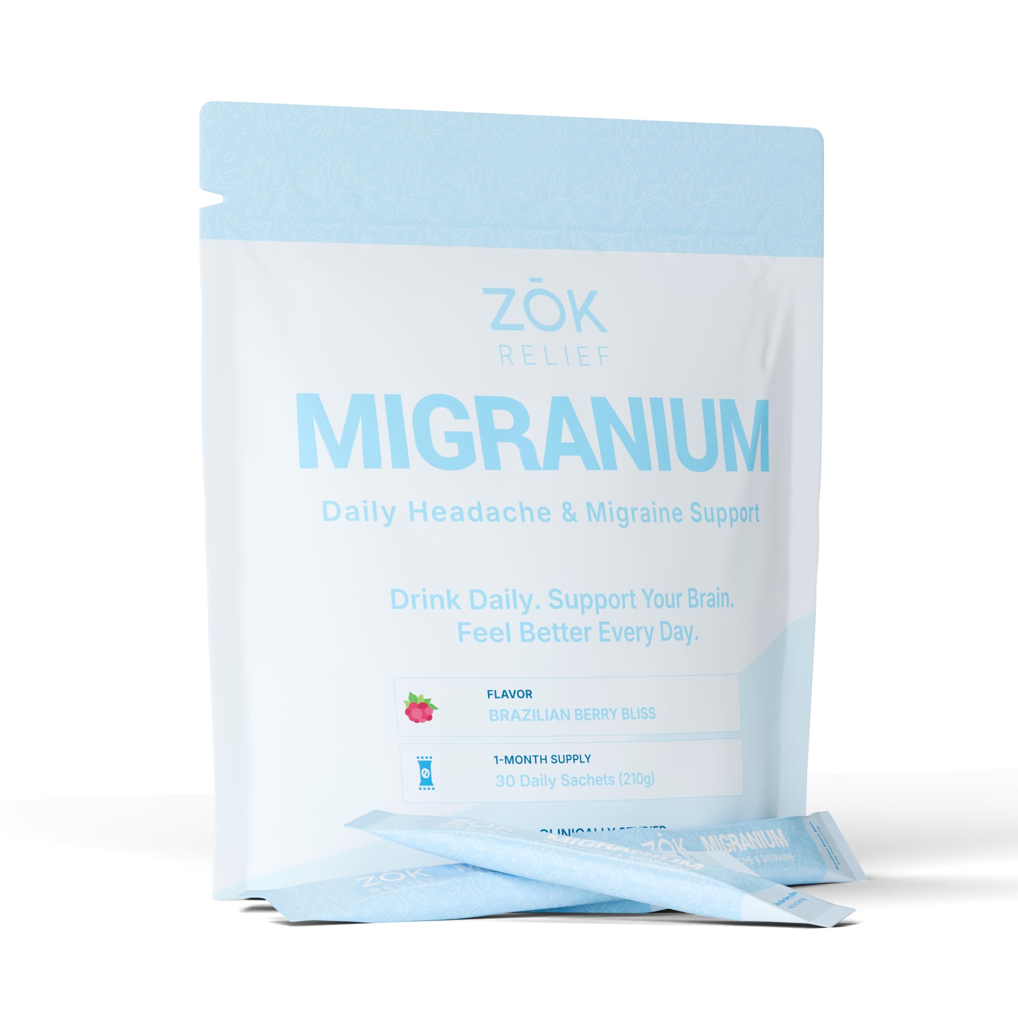 Migranium frente del producto mostrando sachets y caja, beneficio de conveniencia
