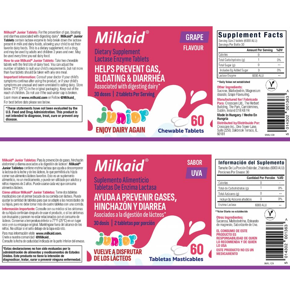 Comparación de tamaño Milkaid Junior en mano para dosificación clara