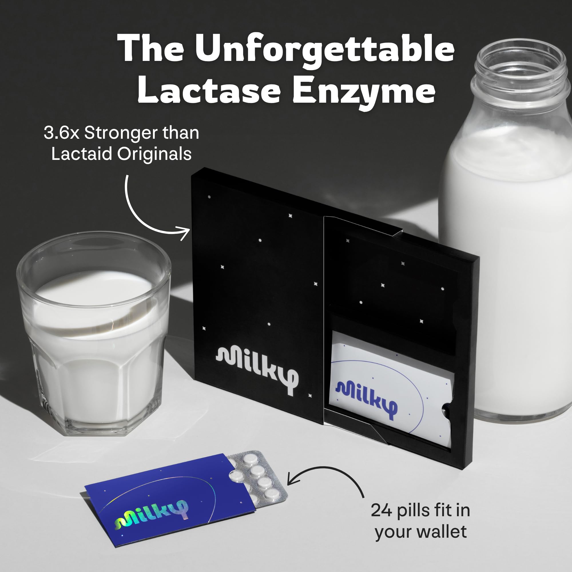 Milky funda tipo tarjeta abierta lista para llevar tabletas discretamente