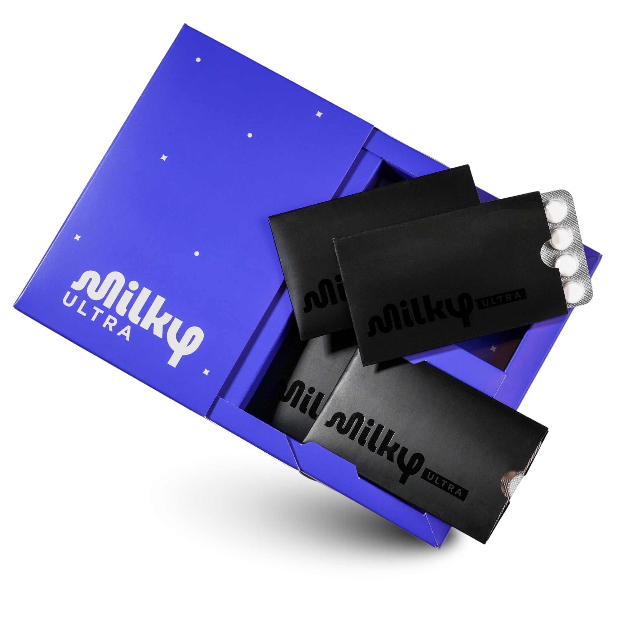 Milky Ultra empaque frontal en funda tarjeta, portátil y discreto