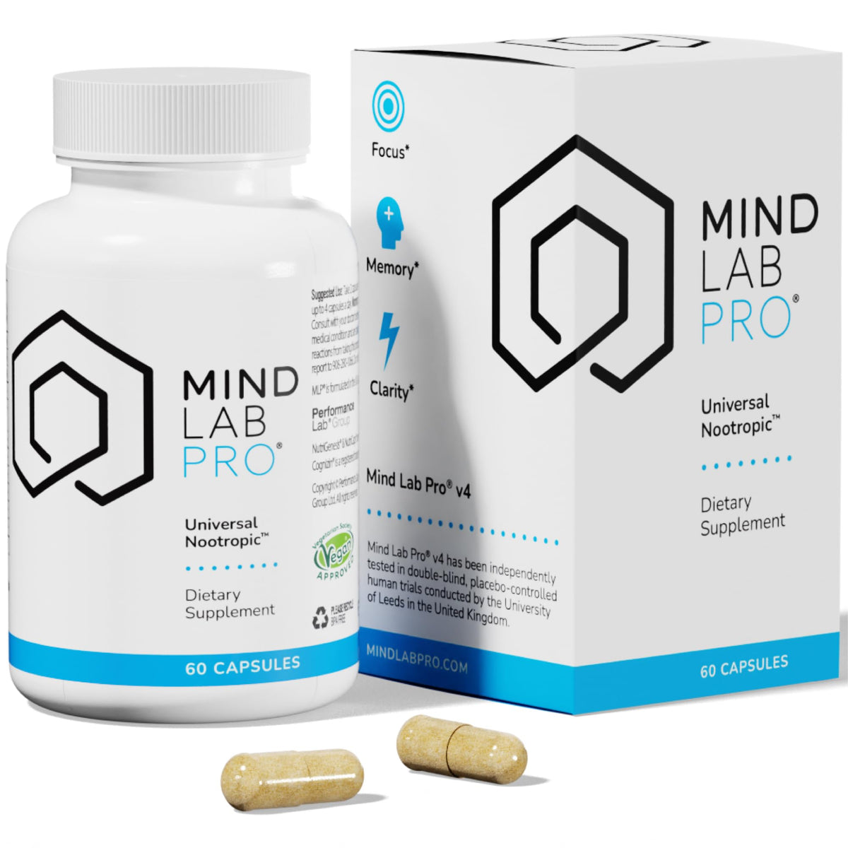 Mind Lab Pro frontal del envase mostrando el diseño y beneficios