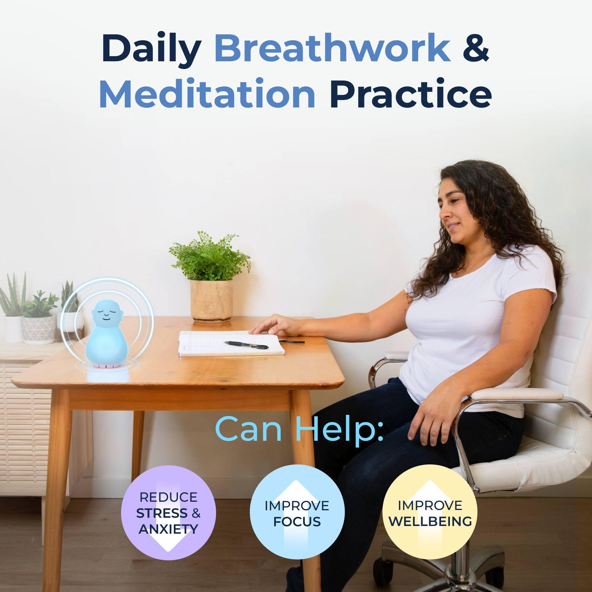 Mindsight Budda junto a teléfono para comparar tamaño y portabilidad