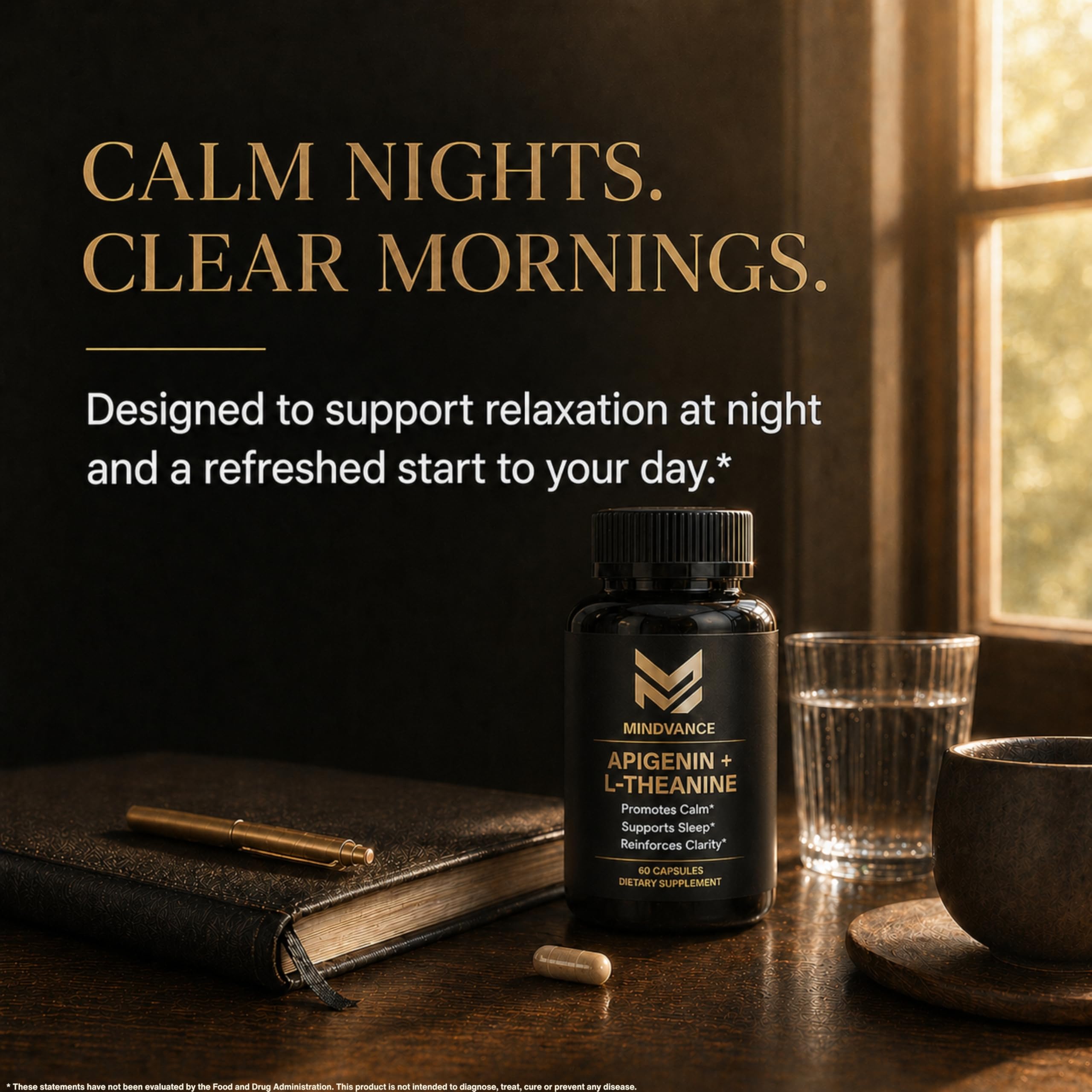 Mindvance l-theanine en primer plano destacando apoyo a la claridad mental