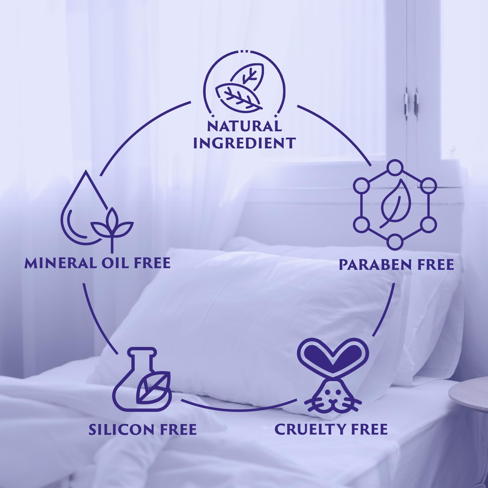 Mine ambiente relajado con spray, velas y cama para descanso tranquilo
