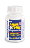 Mini Thin frasco frontal mostrando 100 tabletas y fácil transporte