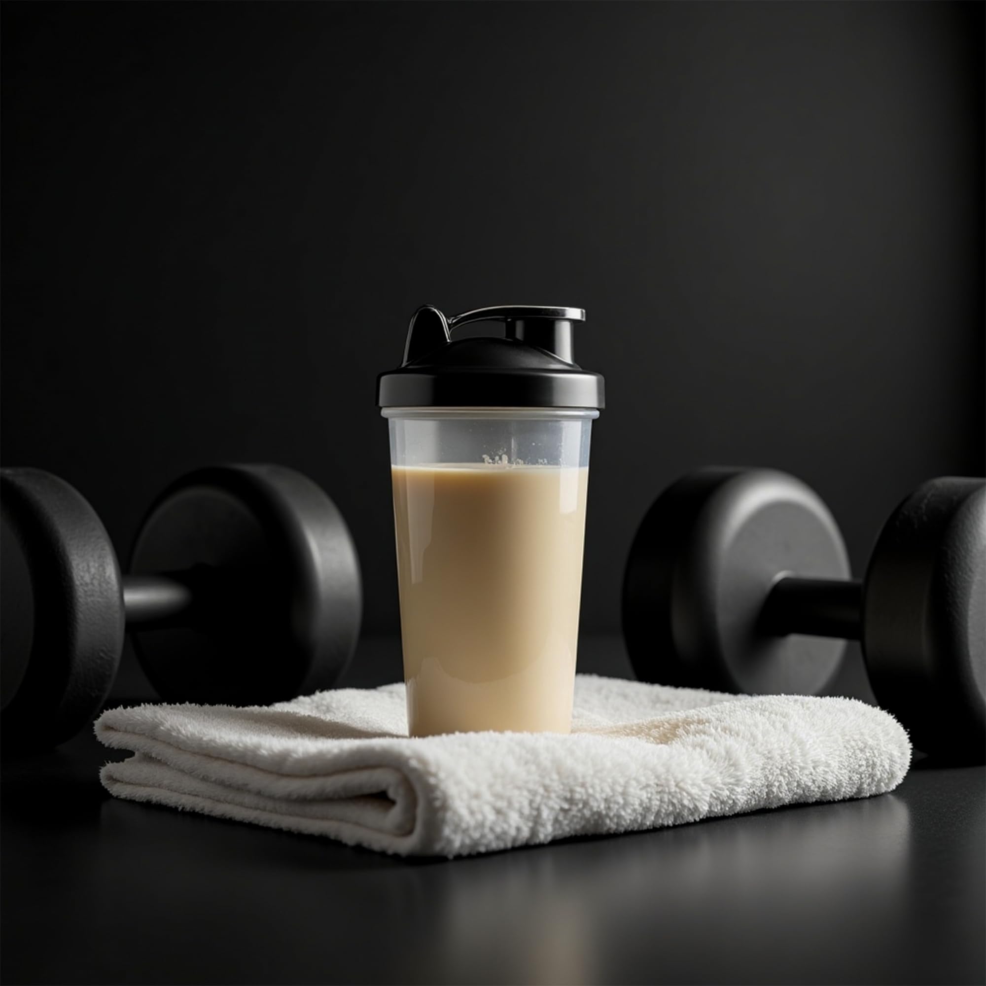 Minimalist batido preparado con proteína de soja mostrando integración suave y sabor neutro