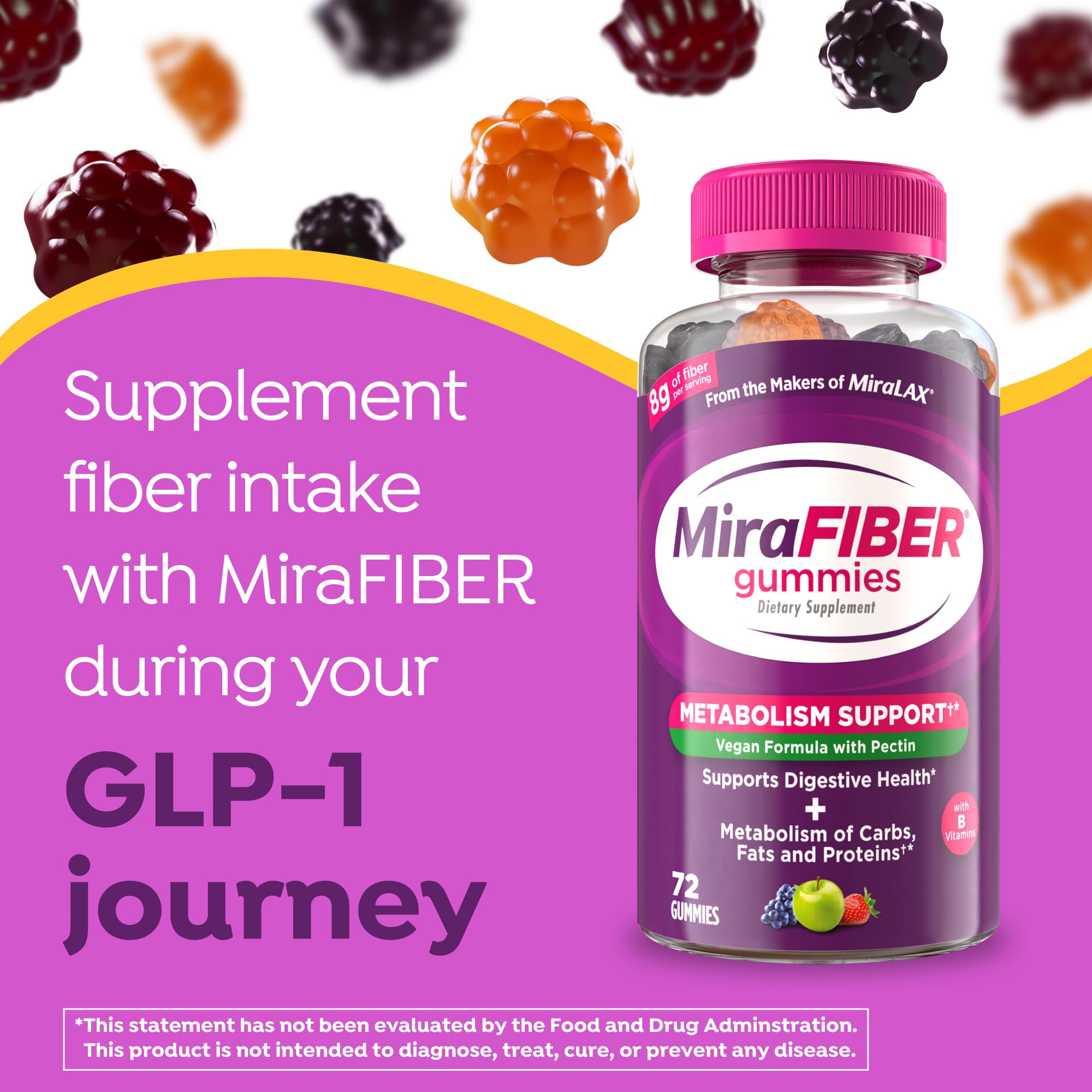 MiraFIBER persona tomando gomita facilidad de uso fuera de casa