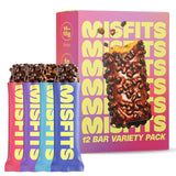Misfits empaque frontal mostrando variedad de sabores y beneficios nutricionales