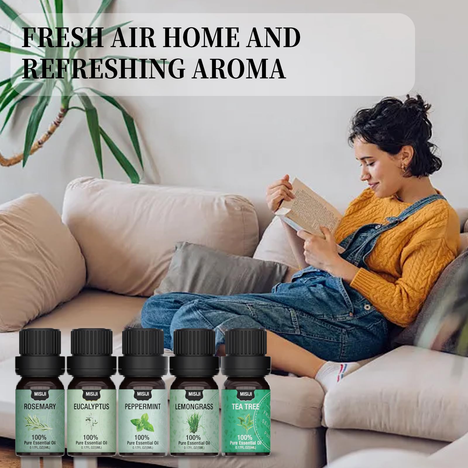 MISIJI difusor en sala con aceite esencial para ambiente agradable y relajante