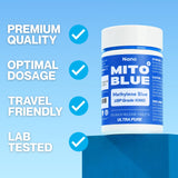MIT0BLUE tabletas junto a elementos de rutina para uso cómodo diario