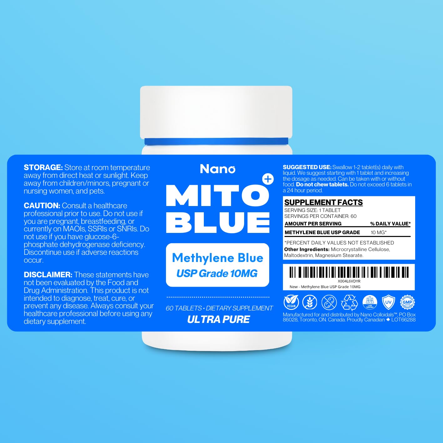 MIT0BLUE tapa UV del frasco protegiendo el producto de la luz