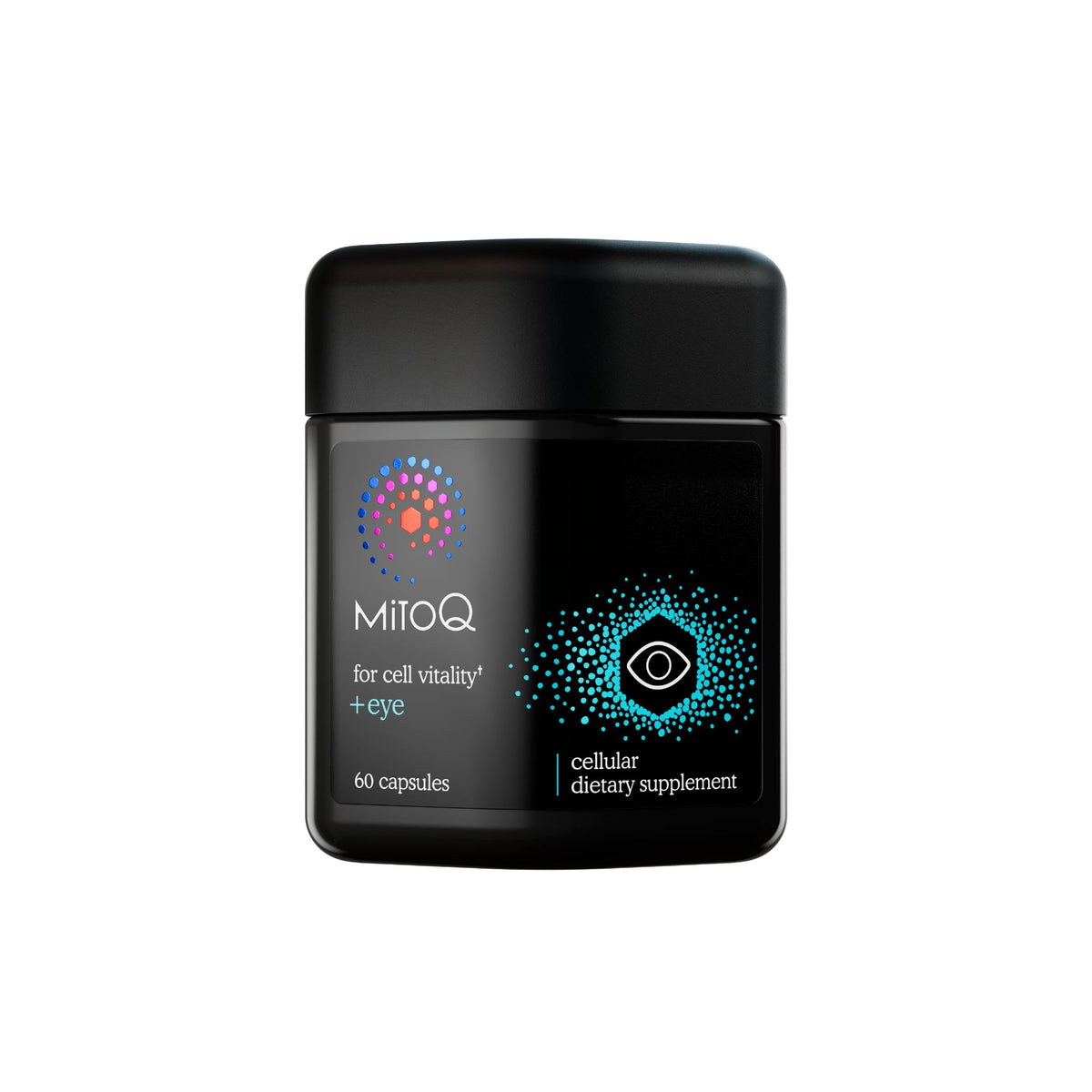 MitoQ +Eye frente del envase mostrando fórmula para salud ocular