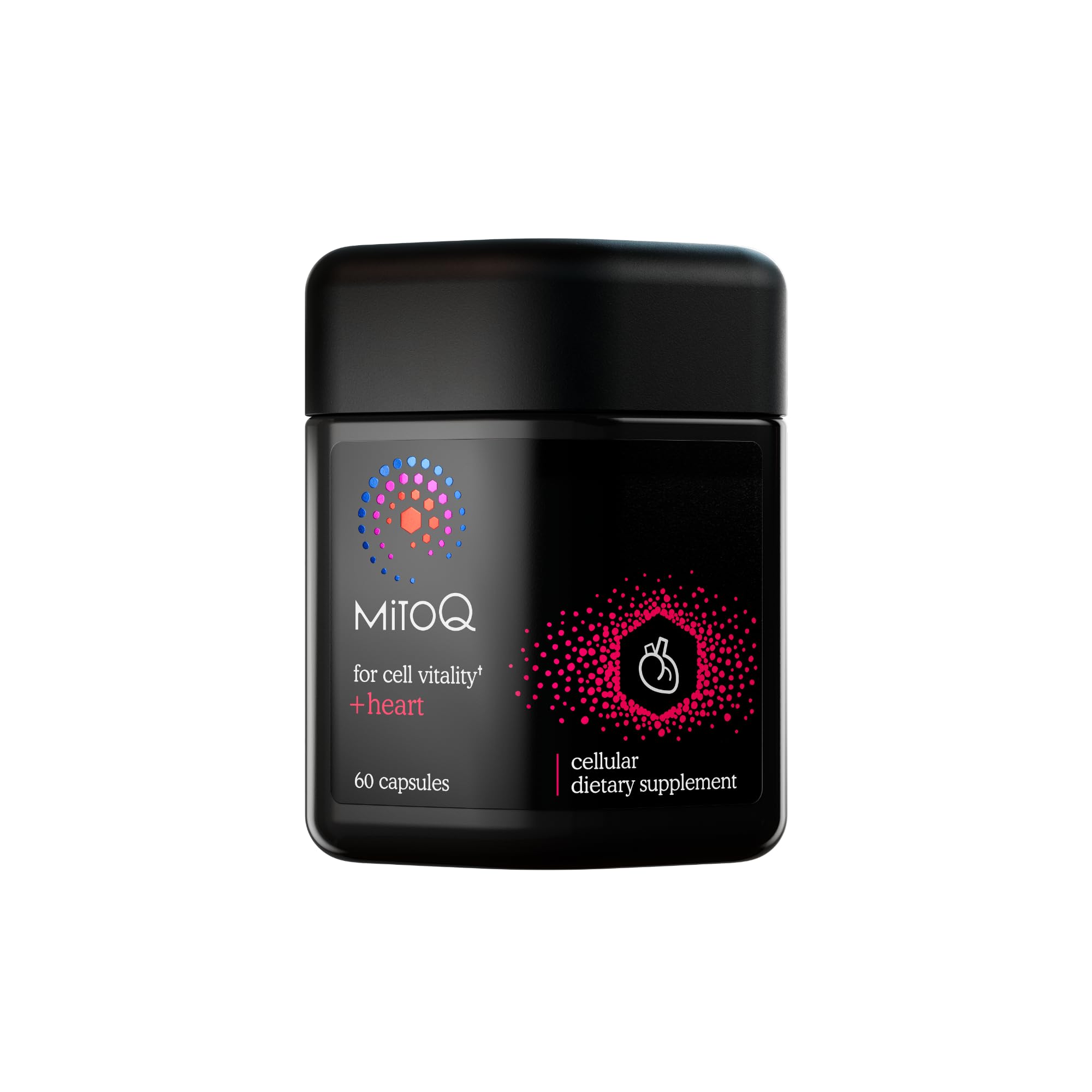 MitoQ envase frontal mostrando etiqueta y beneficios para el corazón